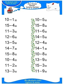Çocuklar İçin toplam işlemi yaprak testleri 
